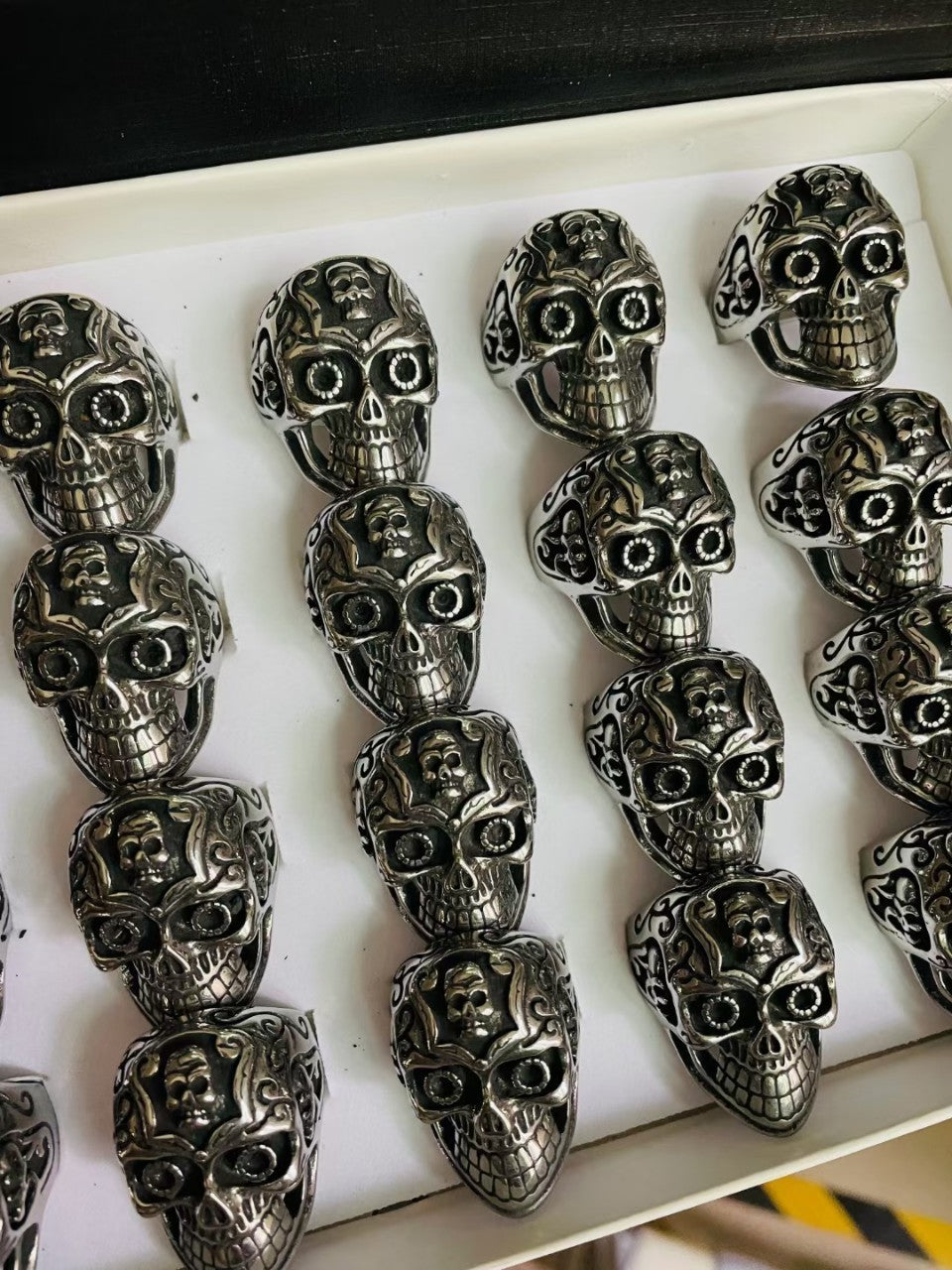 Mens Geometric Ring Electroplated Steel Tone European American Fashion Accessory Durable Modern Statement Band