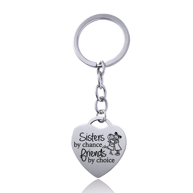Womens Heart Keychain Stainless Steel Silver Trendy Cute Gift For Sister And Best Friend Elegant Everyday Accessory