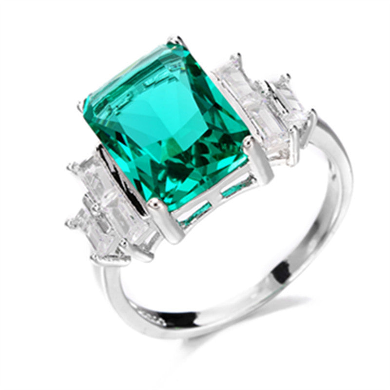 Emerald Square Silver 925 Ring For Men Geometric Design With Diamond Finish Quality Craft Modern Fashion Jewelry Gift