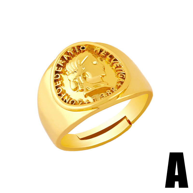 Copper Ring With Zircon Inlay Open Adjustable Womens Geometry Design Jewelry Elegant Fashion Accessory For All