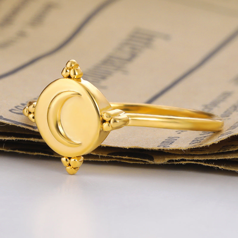 Moon Ring Adjustable Copper Electroplated Open Ring Individually Packed Birthday Gift For Her Elegant And Chic