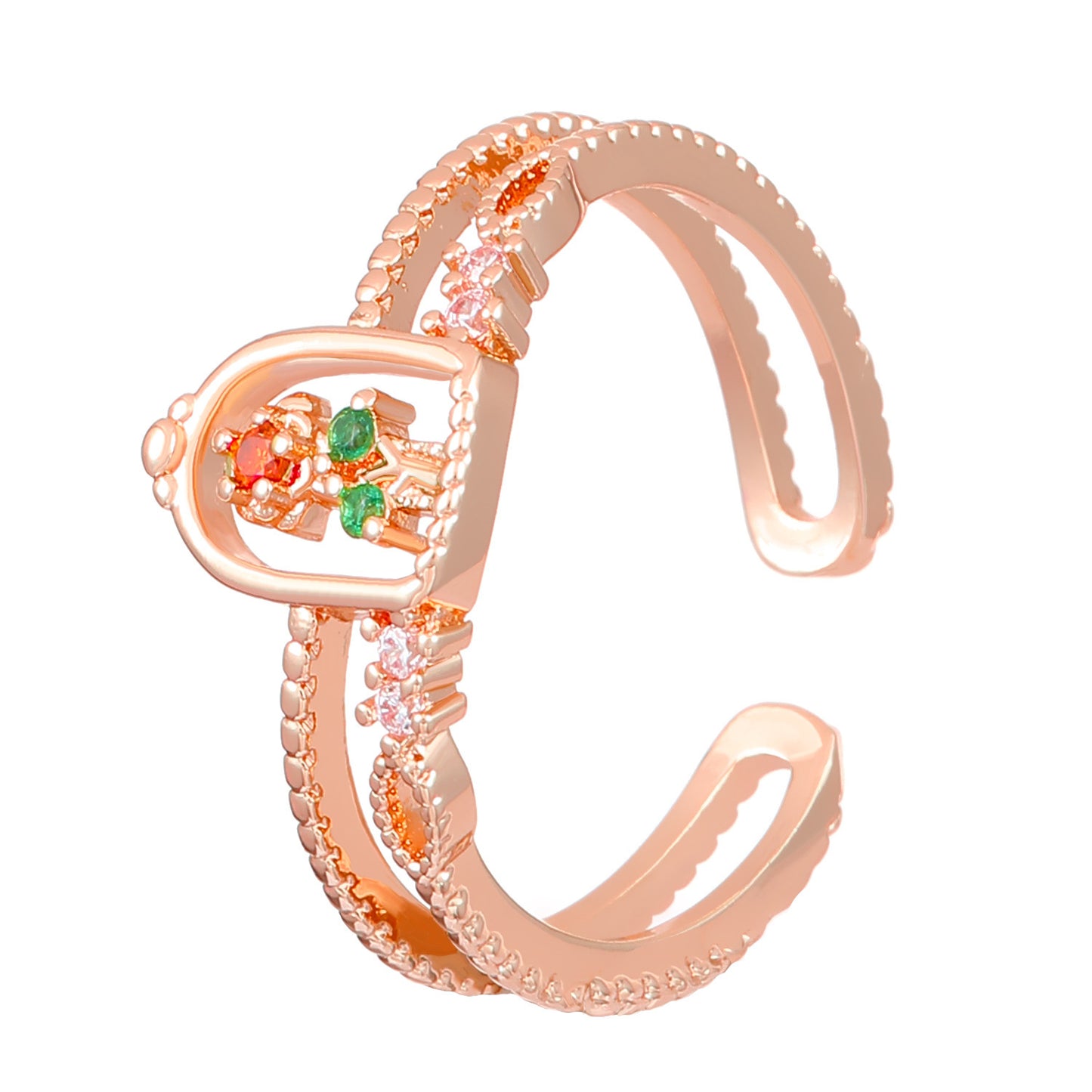 Rose Flower Open Adjustable Band Diamond Elegant Ring Fashionable Copper Ring Special Design Ring Rose Womens