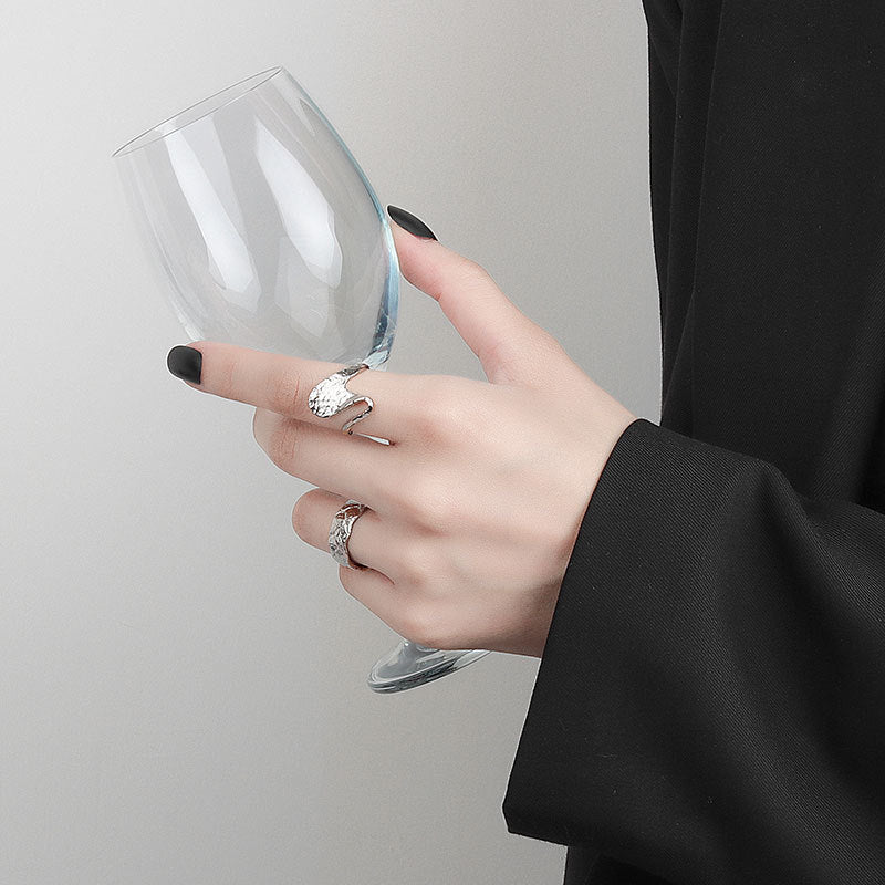 Womens Adjustable Ring Copper Wave Design Electroplated Platinum Finish Or Gold Finish For Index Finger Glossy