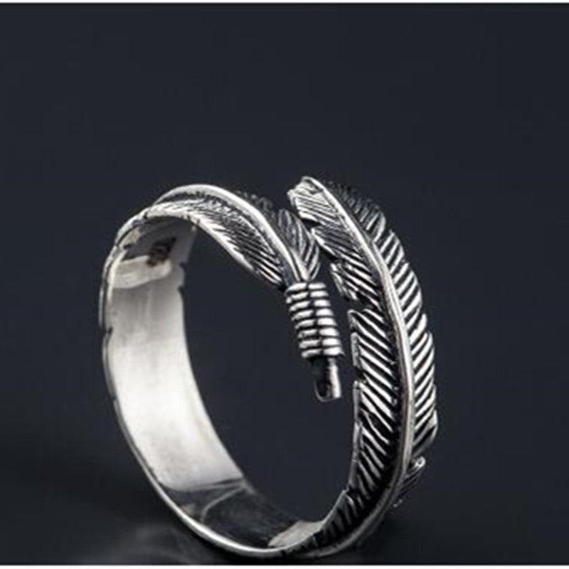 Adjustable Feather Arrow Ring Copper Silver Finish Geometric Vintage Inspired Open Ring For Women Chic Jewelry