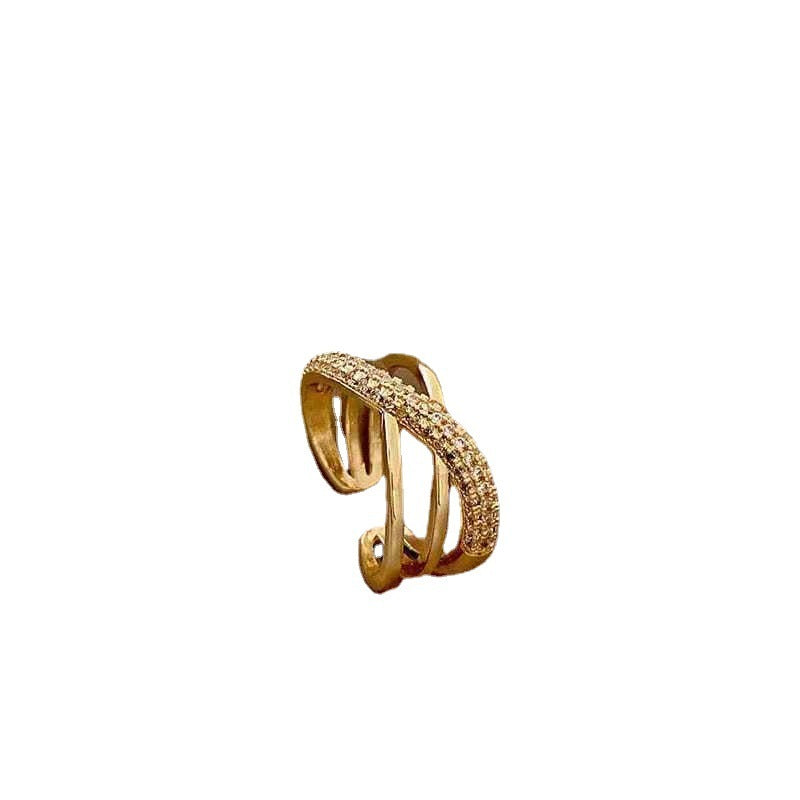 Womens Adjustable Cross Ring 18K Gold Plated Copper Geometric Ring Jewelry Fashion Designs Elegant Gift Unique