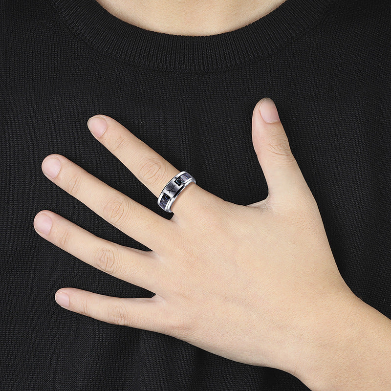 Hip Hop Style Titanium Steel Ring For Men Index Finger Fashion Accessory Diamond Accent Korean Style Accessory