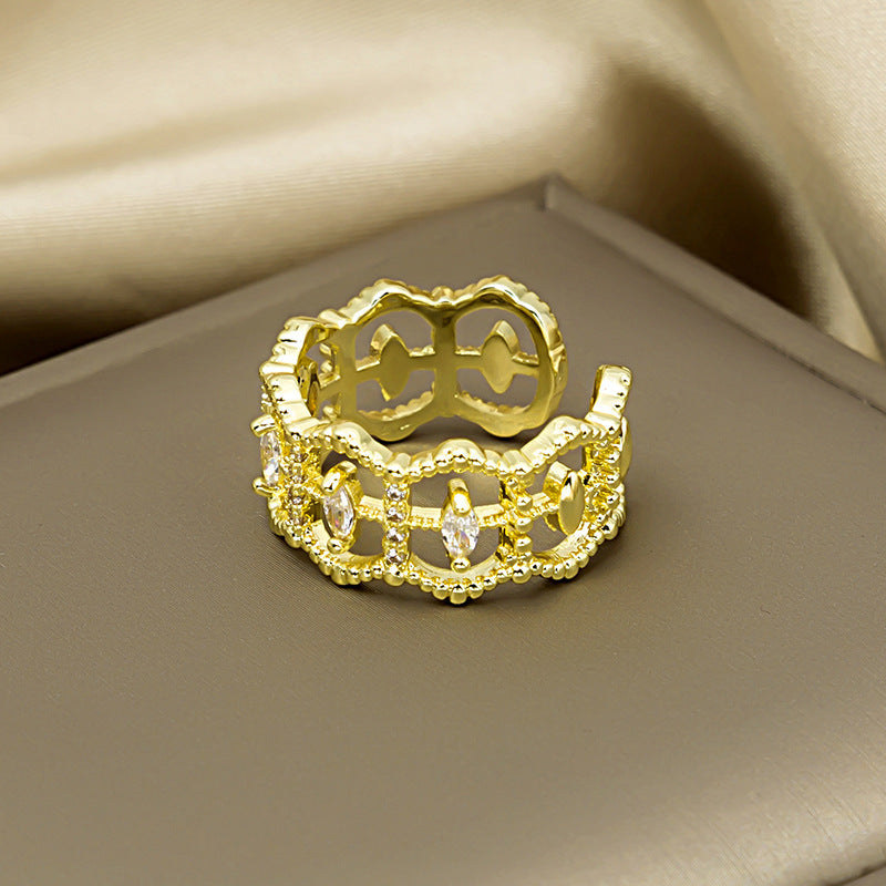 Trendy Index Finger Ring Copper Inlay Korean Style Geometric Design Accessory For Daily Wear Daily Style Picks