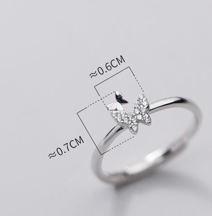 Adjustable Sterling Silver Butterfly Ring S925 Insect Jewelry for Women Delicate Gift Ideal Gift for Her Shine