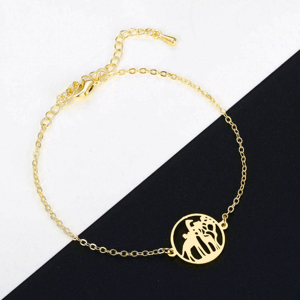 Giraffe Stainless Steel Bracelet Mother And Baby Giraffe Bangle Geometric Simple Design Gift For Mom Gold Silver
