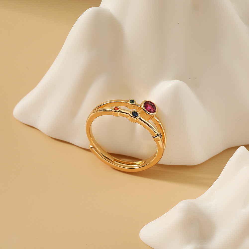 Womens Adjustable Gold Ring Teardrop Design Elegant Fashion Jewelry Copper Ring Electroplated Finish For Everyday