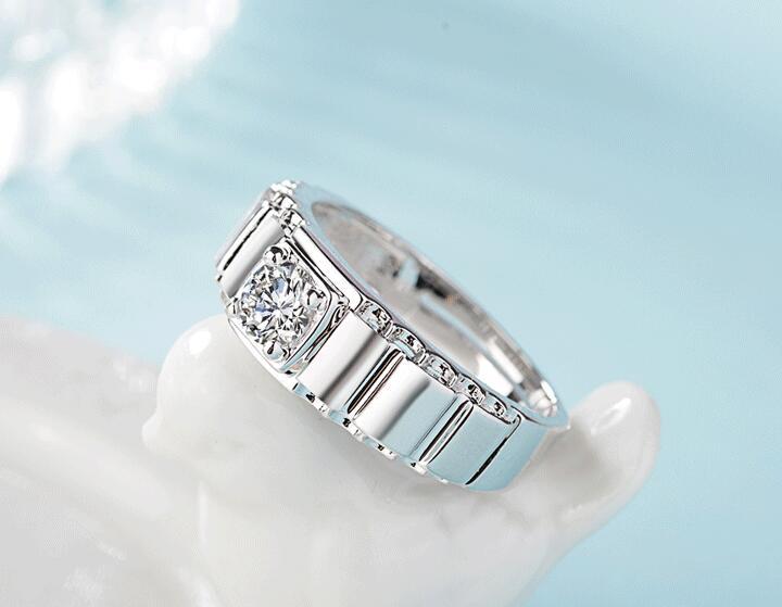 Mens Geometric Ring With Zircon Inlay Jewelry Environmental Protection Copper Platinum Color Ring For Men Ring