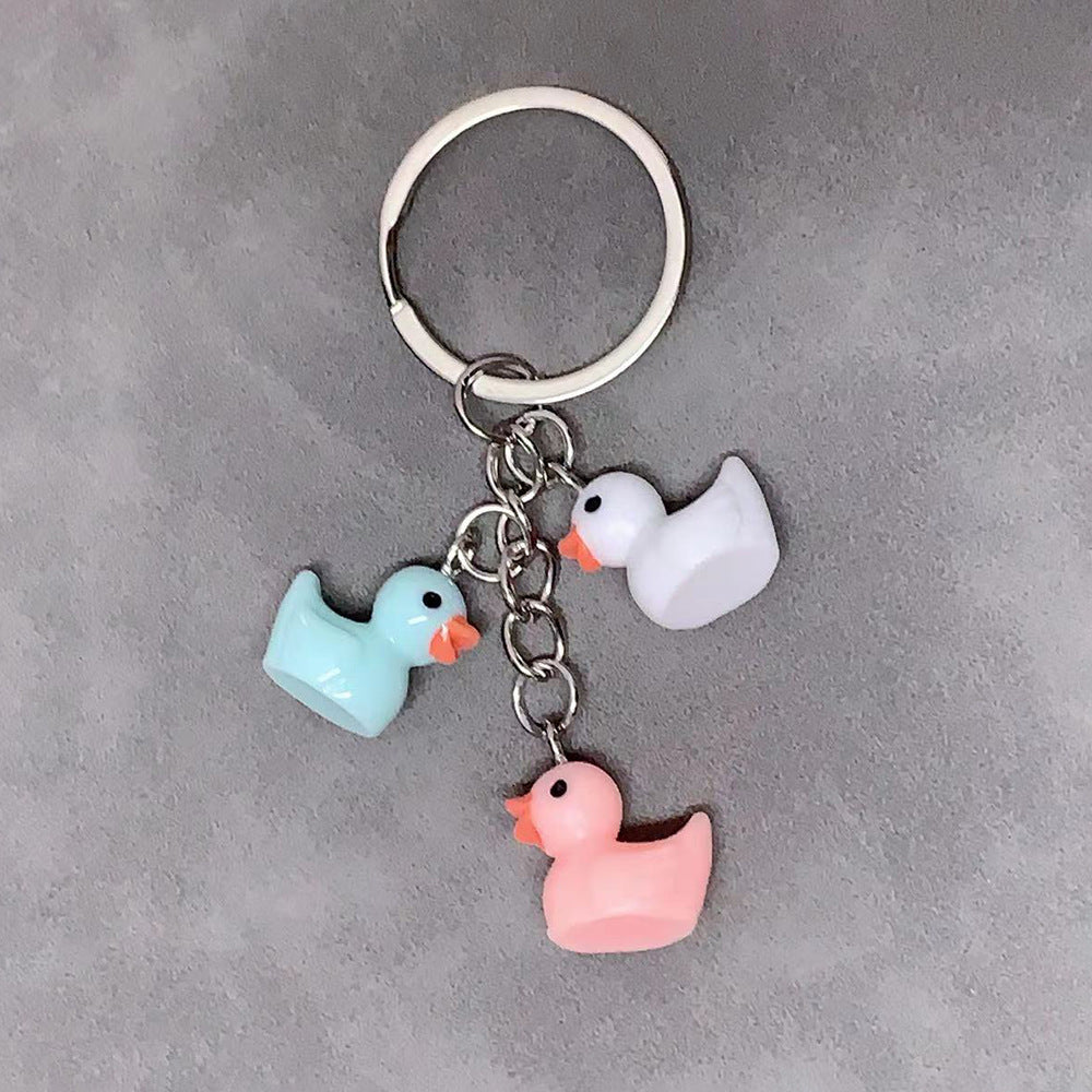 Cute Duck Keychain Pendant Women Girls Trendy Fashion Accessory Gift For Bags Backpacks Purses Resin Finish Shiny