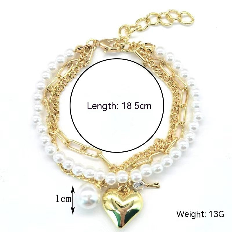 Bohemian Bracelet With Pearl Accents Geometric Shapes