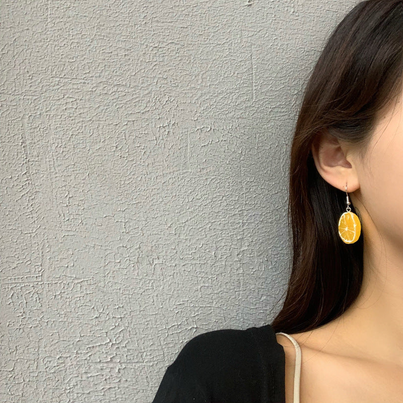 Lemon Fruit Earrings For Women Cute Alloy Stud Earrings Simple Jewelry Individually Packed Everyday Wear Essentials