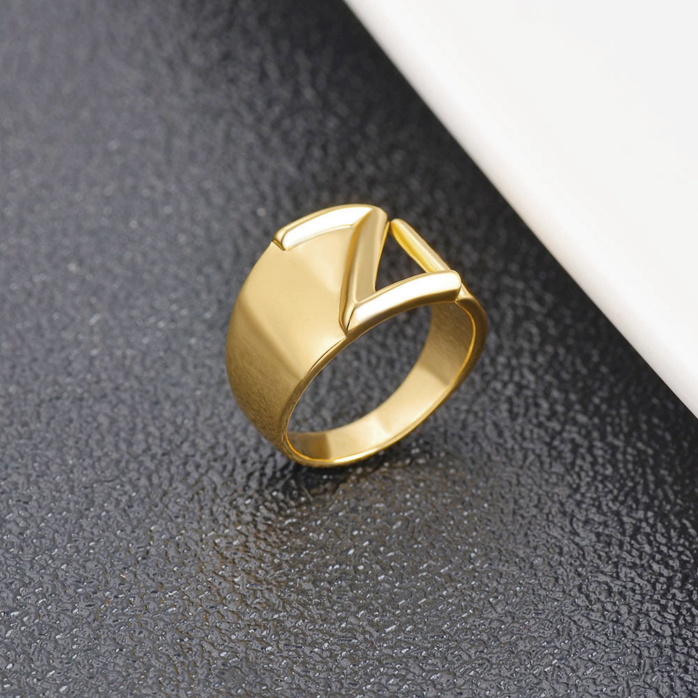 Womens Initial Letter Copper Ring With Gold Inlay A To Z Alphabet Ring For Her Birthday Gift Ideal For Girls And Women