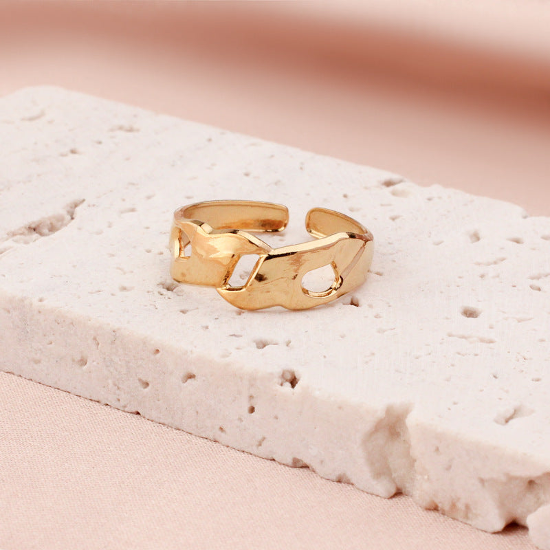 Titanium Steel Adjustable Openwork Ring Vintage Palace Style Geometric Ring For Women Fashion Jewelry Style Edition