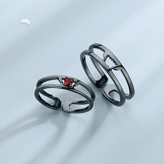 Sterling Silver Rings For Couples Fashion Minimalist Geometric Matching Rings Promise Bands Wedding Anniversary