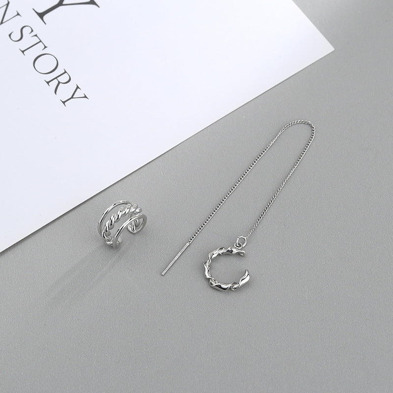 Women Geometric Spiral Ear Clip Earrings Korean Style Copper Electroplated Twist Design Single Ear Accessories