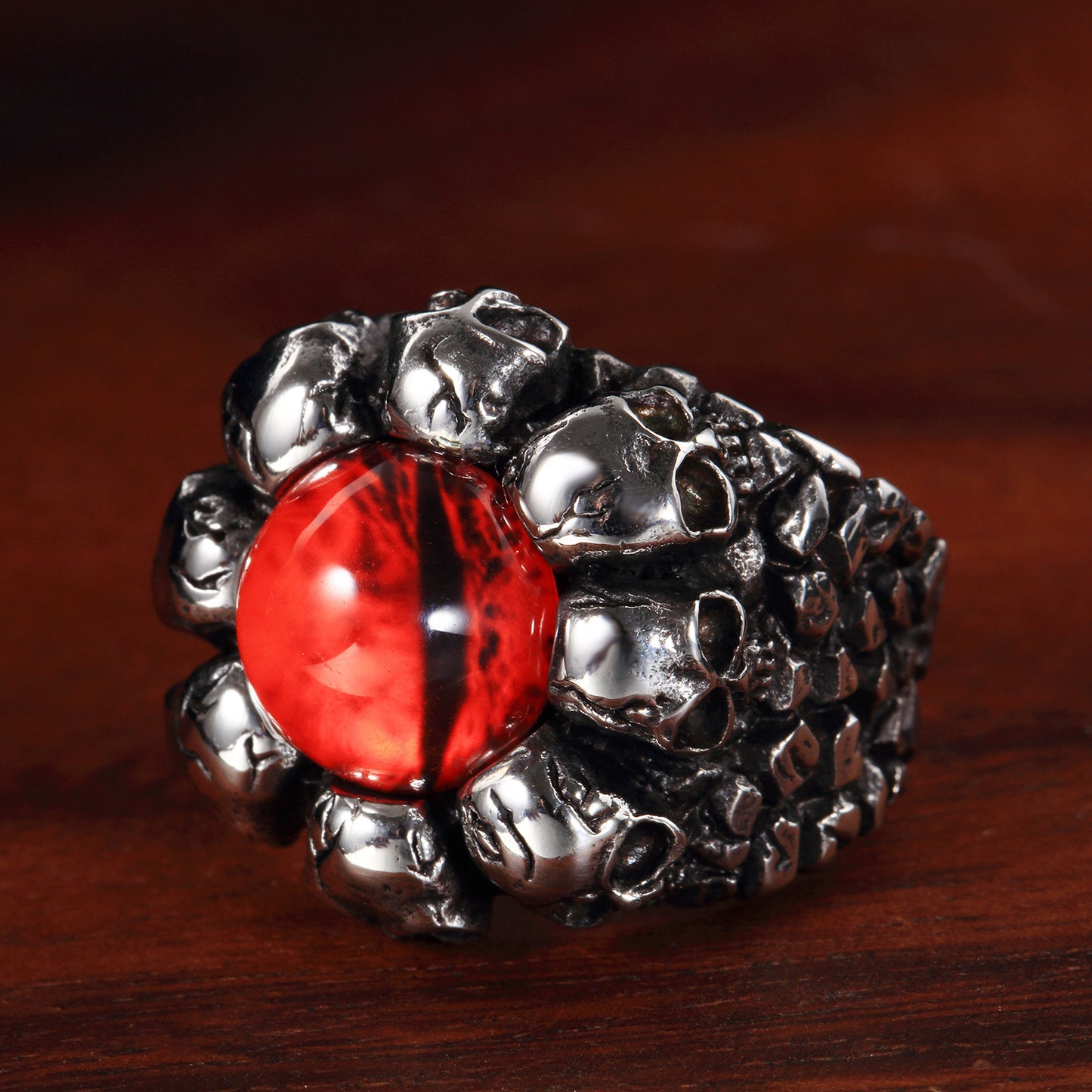 Mens Stainless Steel Skull Ring With Exaggerated Yellow Eye Vintage Punk Style Fashion For Men Statement Piece