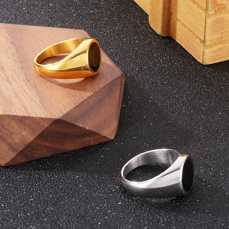 Men Ring Gold Tone Titanium Steel Polished Fashion Band Classic Style Durable Everyday Wear Sizes Six 7 8 9 10