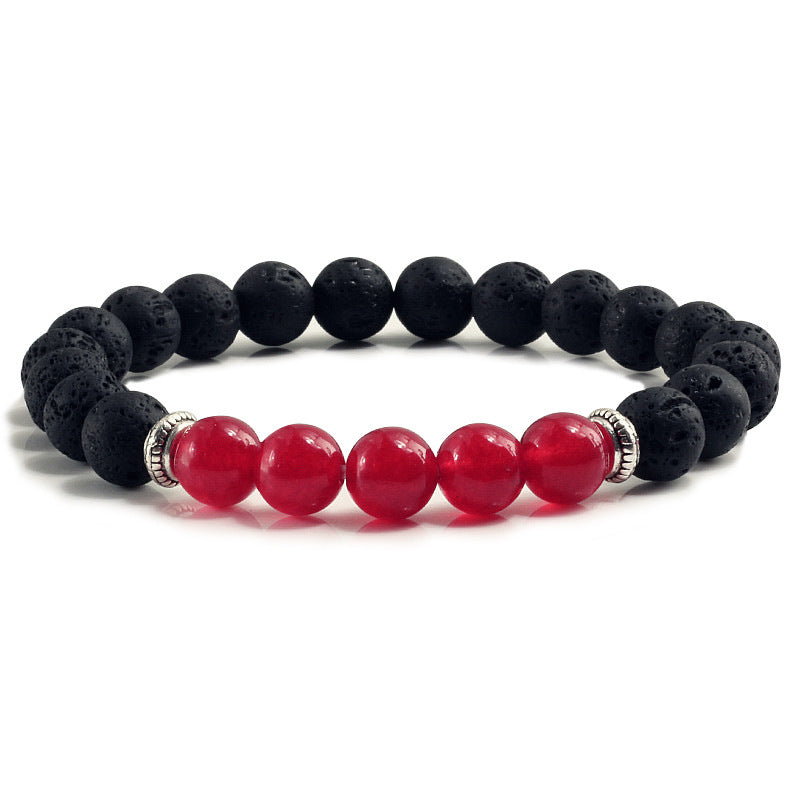 Unisex Natural Stone Turquoise Volcanic Rock Bracelet Adjustable Elastic String Geometric Design For Men Women