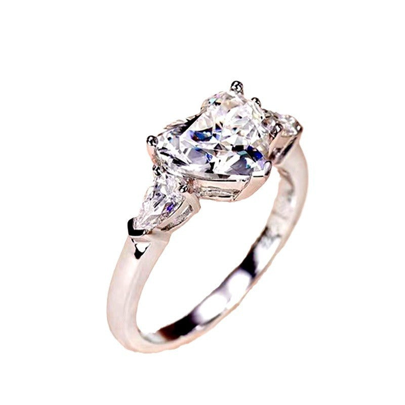 Womens Heart Ring Water Drop Copper Ring With Zircon Inlaid Design Elegant Love Heart Ring for Her Sizes 6 7 8