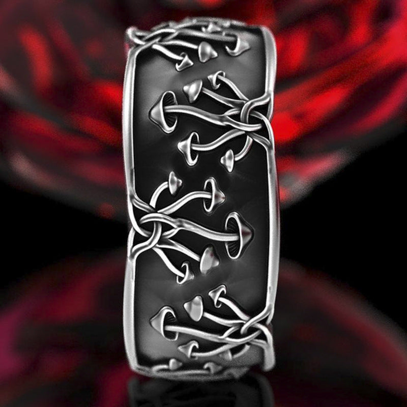 Mens Mushroom Ring Unique Geometric Design Electroplated Alloy Ring Black Fashion Accessory Statement Ring Ring