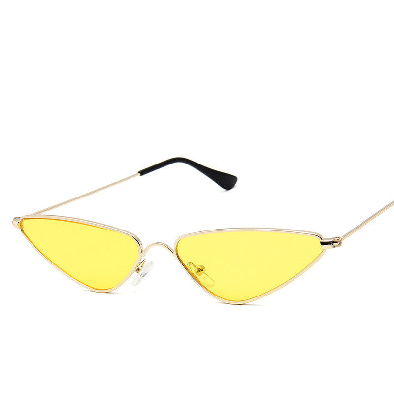 Adults Cat Eye Sunglasses Vintage Metal Frame Triangle Piece Design AC Lenses Full Frame Non Polarized Fashion