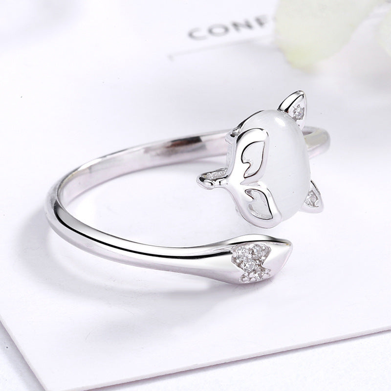 Sterling Silver Fox Ring For Women Animal Zodiac Jewelry Electroplated Ring Gift For Her Fashion Cute Ring Gift