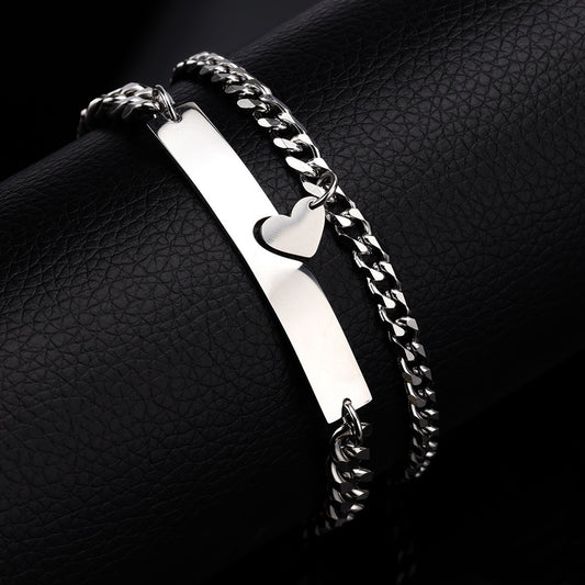 Couple Titanium Steel Heart Bracelets Matching Jewelry For Anniversary Gift For Couples Korean Electroplated Love