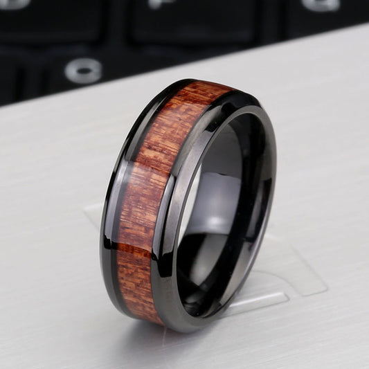 Titanium Steel Ring 8mm Wide Geometric Electroplated Retro Style Durable Statement Band For Daily Wear All Day