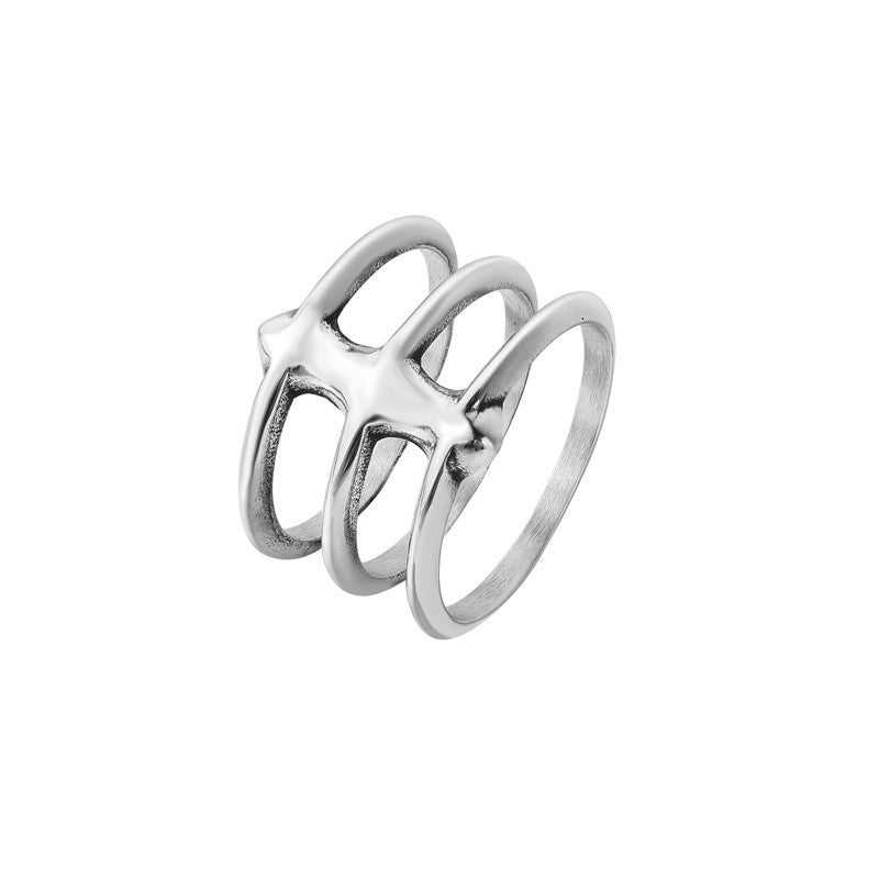 Mens Womens Titanium Steel Ring Three Ring Design Fashion Jewelry Cool Statement Ring Unisex Accessories Band Ring For Him or Her