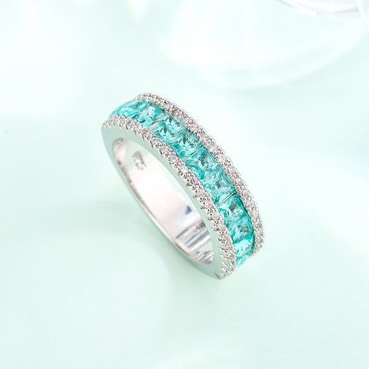 White Gold Plated Emerald Zircon Ring Octagonal Geometric Design Elegant Jewelry Gift For Her Sizes 6 10 Free Shipping
