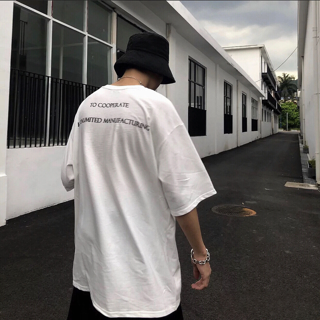 Mens Thick Chain Bracelet Hip Hop Korean Fashion Titanium Steel Buckle Copper Bracelet Exaggerated Design 19cm