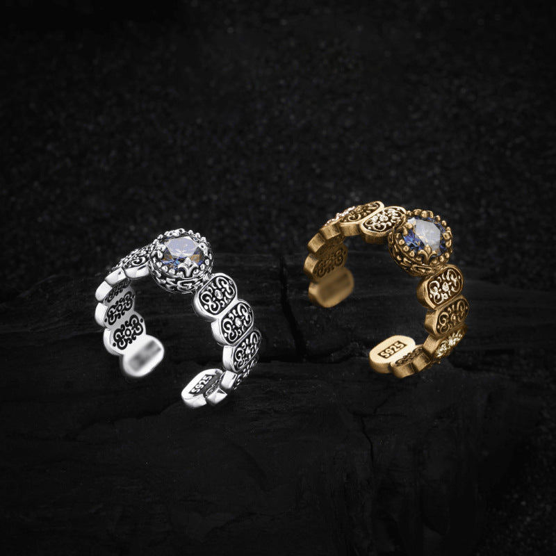 Adjustable Copper Ring Retro Geometric Design Chic Jewelry