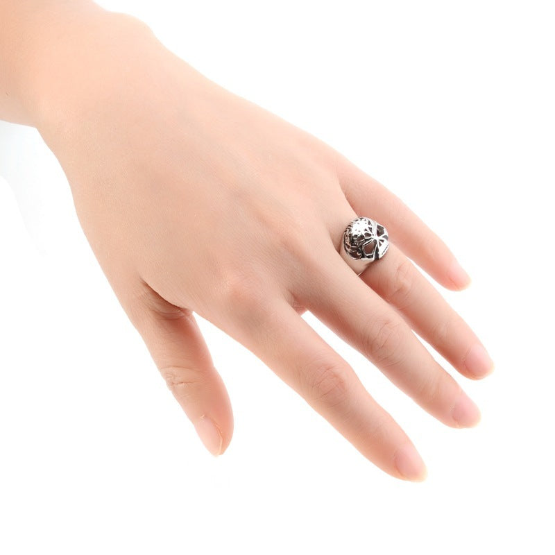 European And American Men's Titanium Steel Ghost Head Halloween Punk Ring