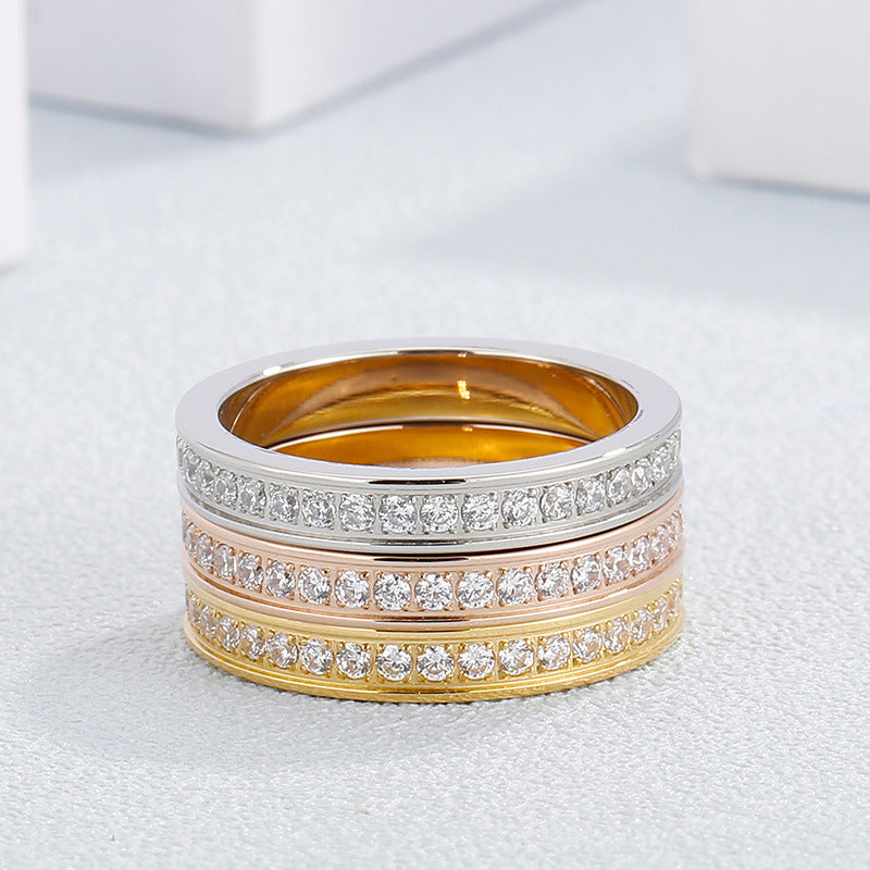 Geometric Titanium Steel Ring Band Gold Tone Jewelry For Women Simple Durable Everyday Gift For Her Nickel Free