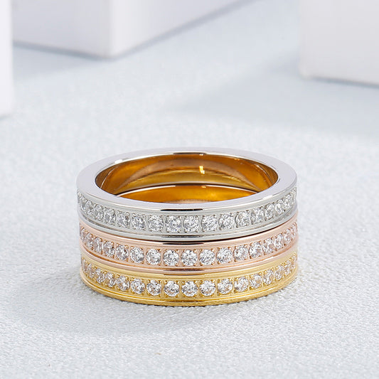 Geometric Titanium Steel Ring Band Gold Tone Jewelry For Women Simple Durable Everyday Gift For Her Nickel Free