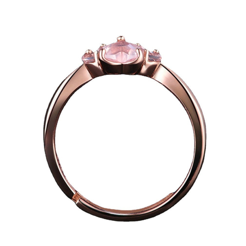 Gold Cat Paw Ring Adjustable Zircon Inlay Copper Jewelry