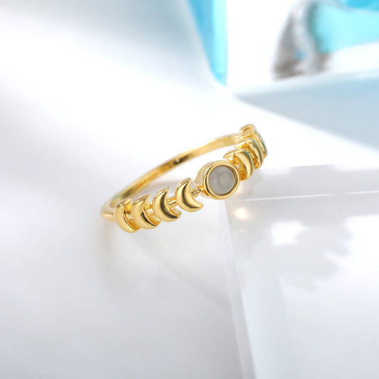 Womens Opal Moon Total Solar Eclipse Closed Ring Copper Silver Plated Fashion Jewelry For Everyday Wear Styles