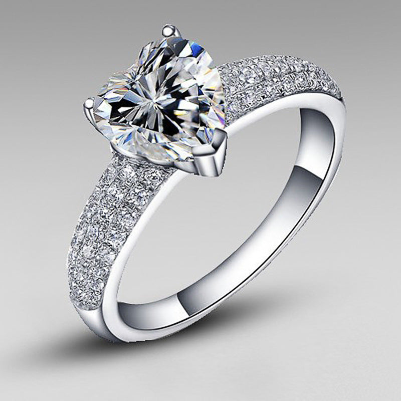 Heart Shaped Zircon Ring Gold Plated Copper Jewelry For Women Wedding Engagement Gift Elegant Dainty Brilliant Everyday