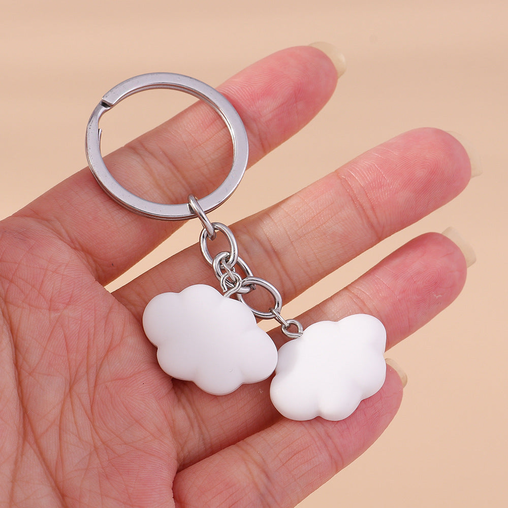 Cute Cartoon Duck Keychain Zinc Alloy Key Ring With Cloud Accessories Bag Charm For Handbags And Backpacks Trendy