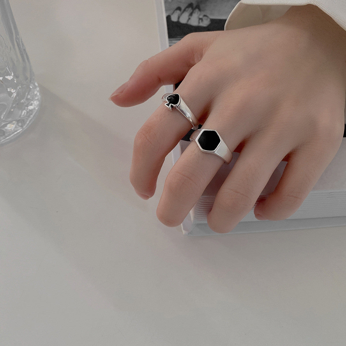 Geometric Copper Ring For Women With Adjustable Opening Retro Jewelry Heart Design Classic Vintage Finish Gold