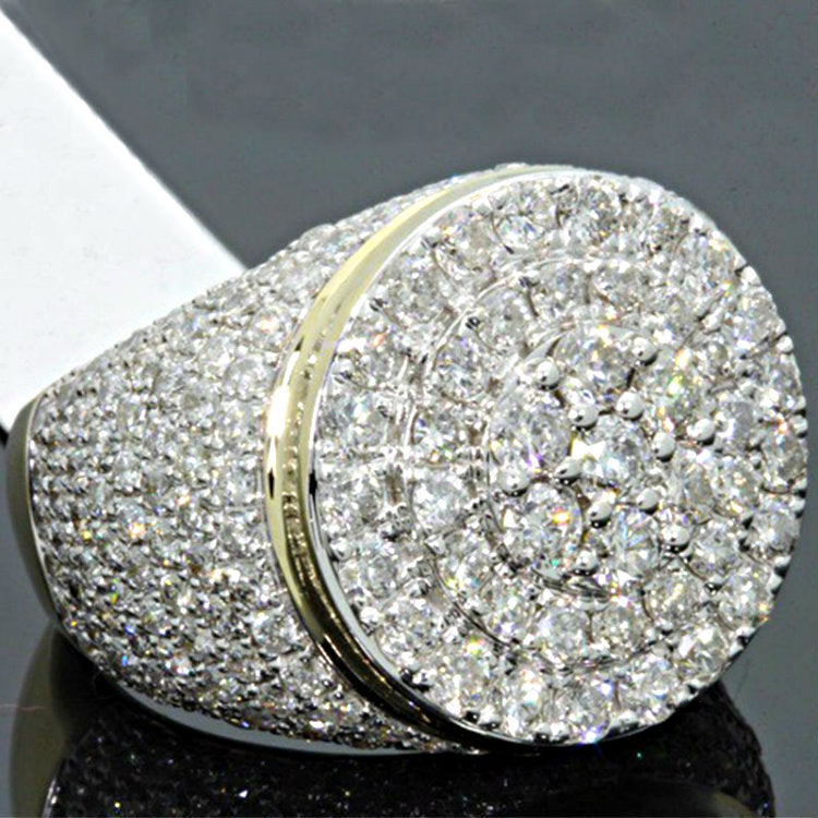 Mens Star Ring Gold Plated Copper Ring Micro Zircon Inlaying Indiv Packed Electroplated Finish Fashion Jewelry