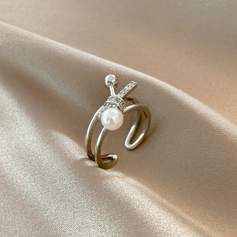 Girls Adjustable S925 Sterling Silver Ring Vintage Geometry Bow Stars Design Open Ring For Index Finger Ladies