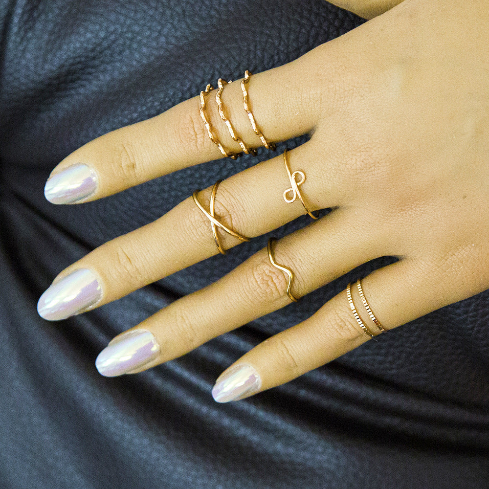 Alloy Metal Ring Set Simple Finger Rings Women Girls Fashion Jewelry Rings Unique Design Rings Stackable Rings