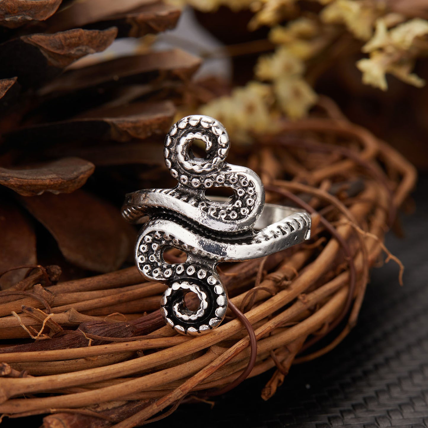 Womens Vintage Butterfly Ring Adjustable Alloy Intricate Cutout Wings Owl Design Fashion Jewelry Everyday Wear