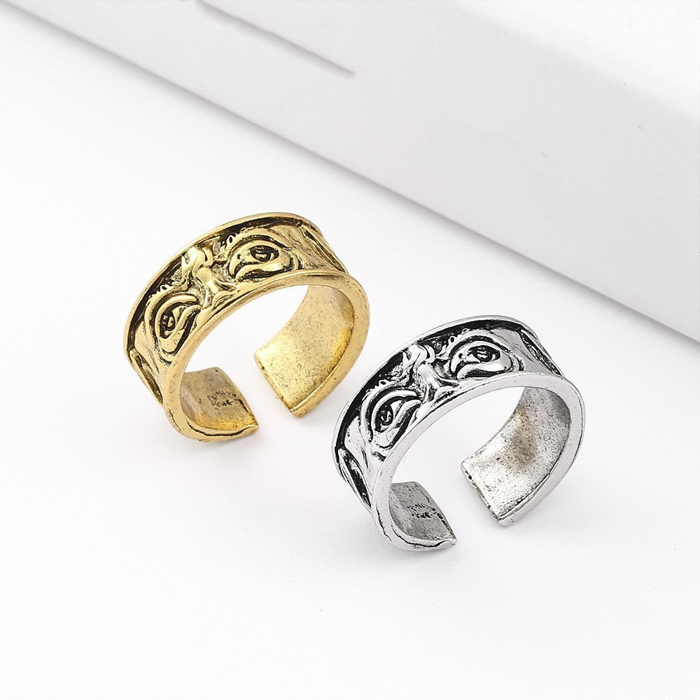 Unisex Alloy Open Mouth Ring Geometric Brushed Cord Band