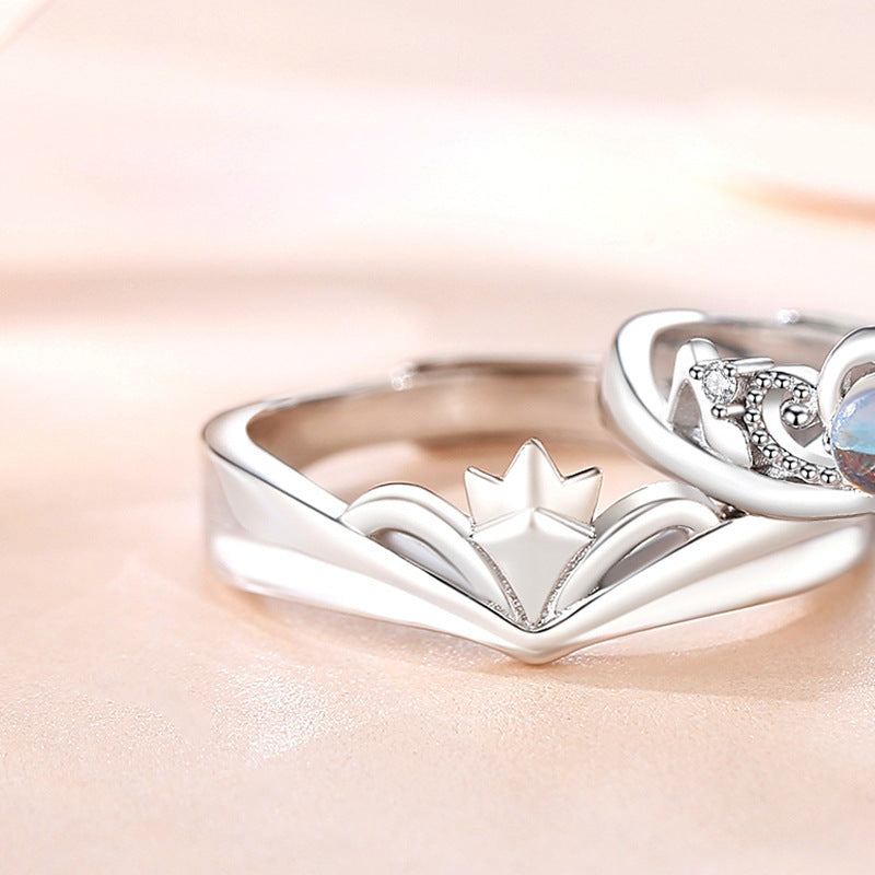 Adjustable Crown Ring for Men and Women Silver Electroplated Geometric Open Ring Fashion Jewelry Silver Plated