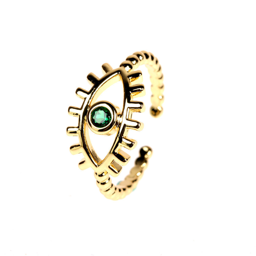 Womens Copper Devil Eye Ring Adjustable Geometric Jewelry